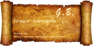 Gregor Barnabás névjegykártya